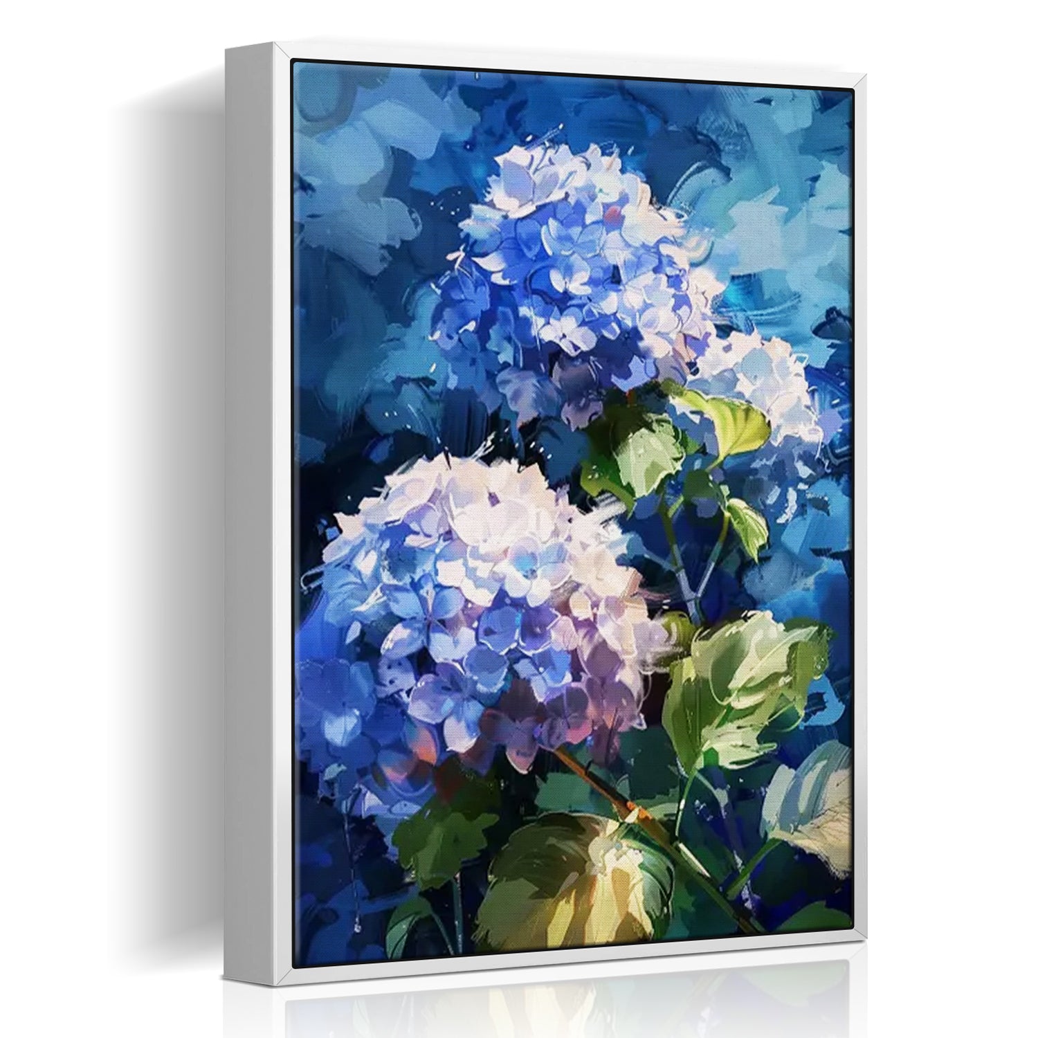 white frame hydrangea wall art canvas