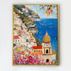 gold frame seaside town scenery wall art painting