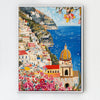 white frame seaside town scenery wall art painting 