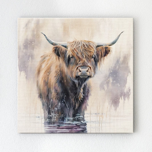 wall art canvas a yak standing in water