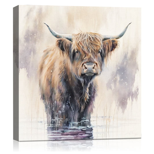 wall art canvas a yak standing in water
