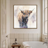 wall art light oak frame canvas,a yak standing in water,bathroom decor