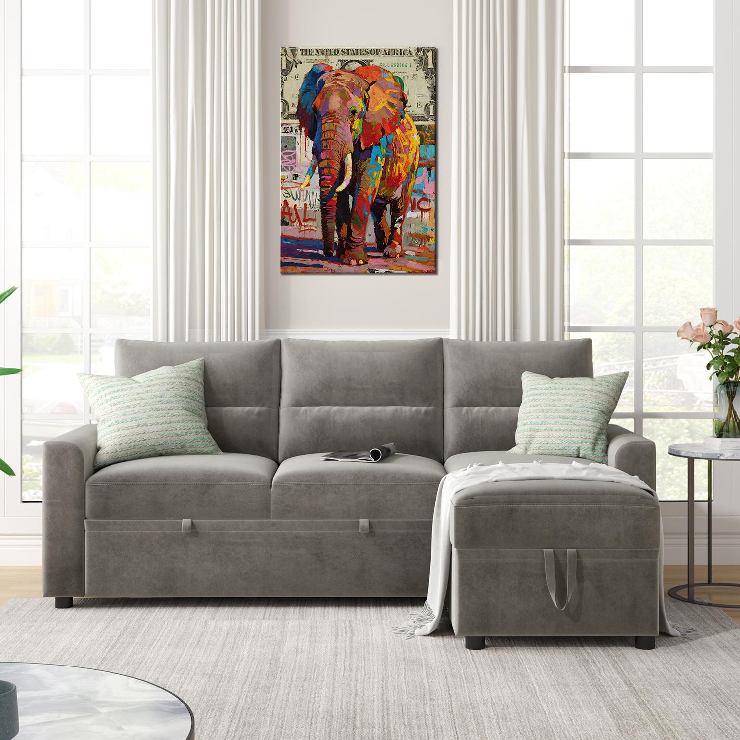 wall art canvas graffiti art elephant above the sofa