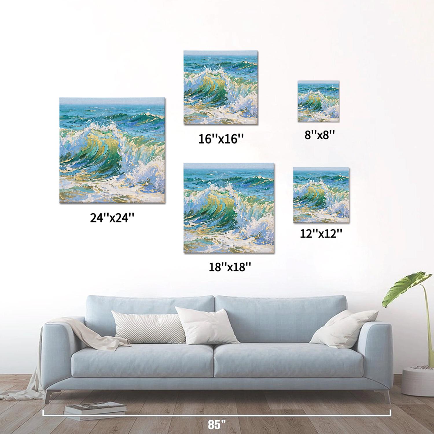 different size wall art canvas ocean waves