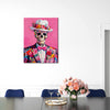 wall art canvas depicts skeleton in a suit