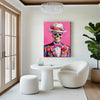 wall art canvas hang on the wall depicts skeleton in a suit