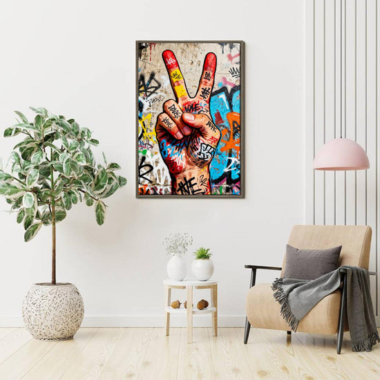 coffee frame wall art painting victory gesture hang on the wall
